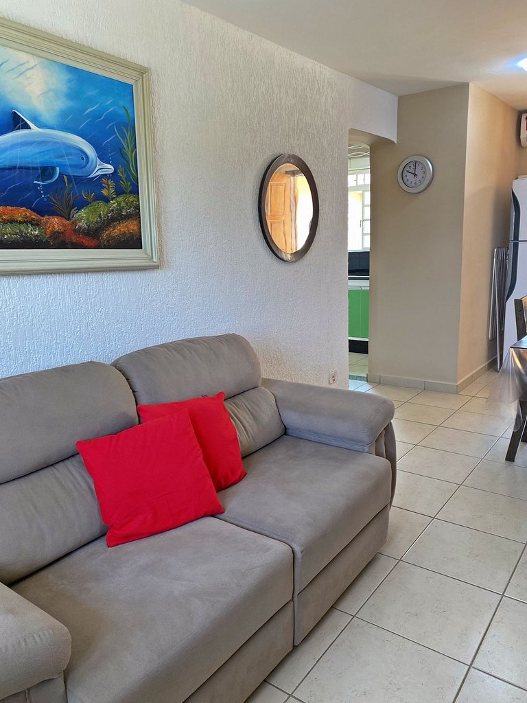 Apartamento Praia Grande Tenório pé na areia c/ ar